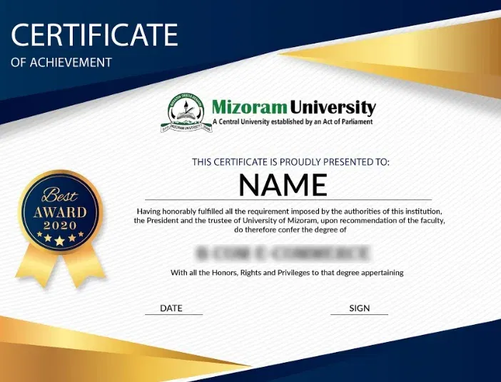 Sample certificate