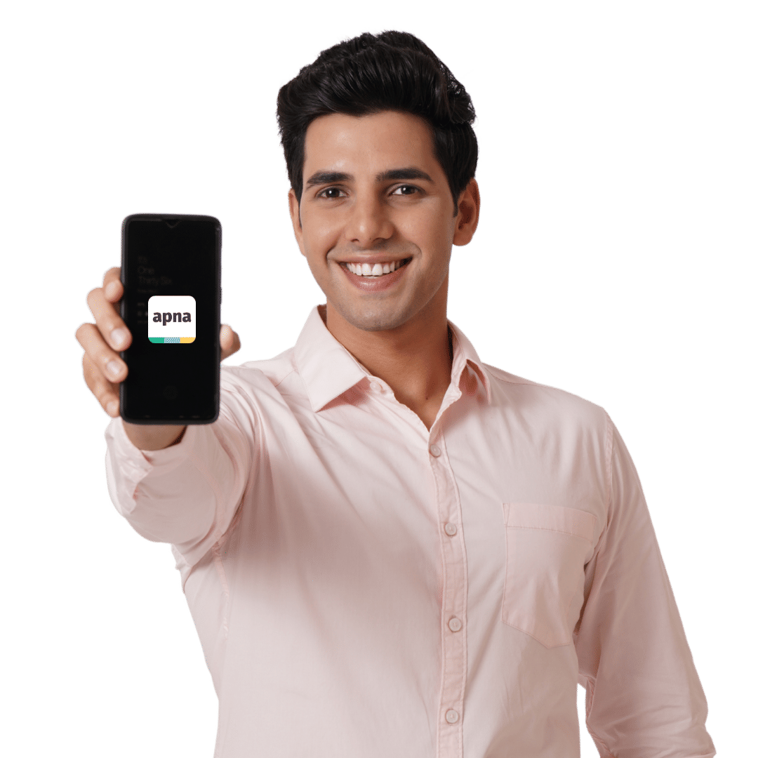 Job seeker holding the apna app